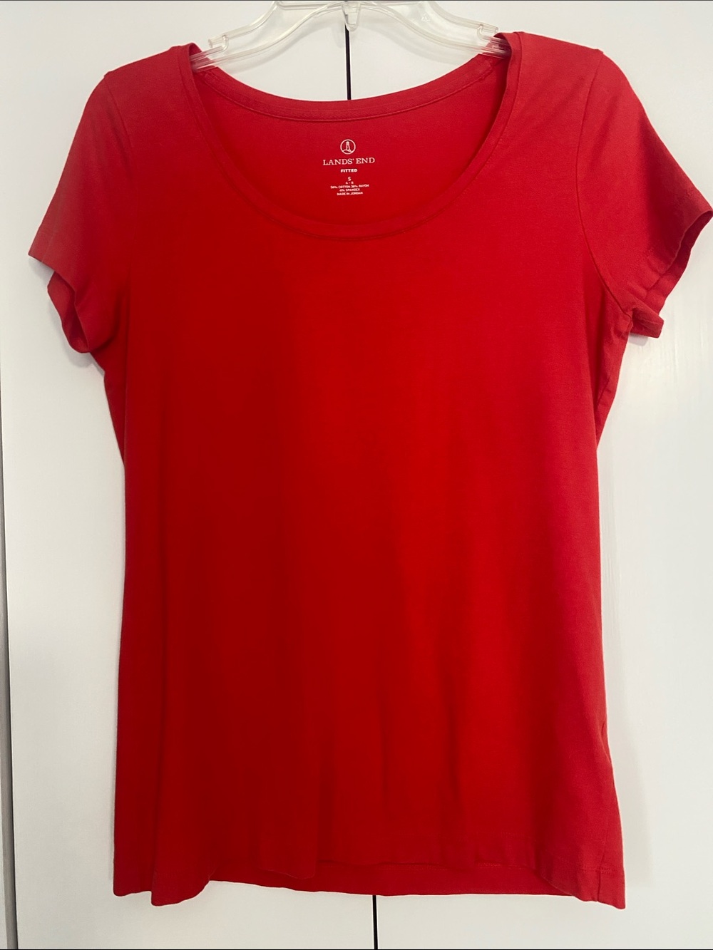 LANDS’ END Red Scoop Neck Tee Sz S